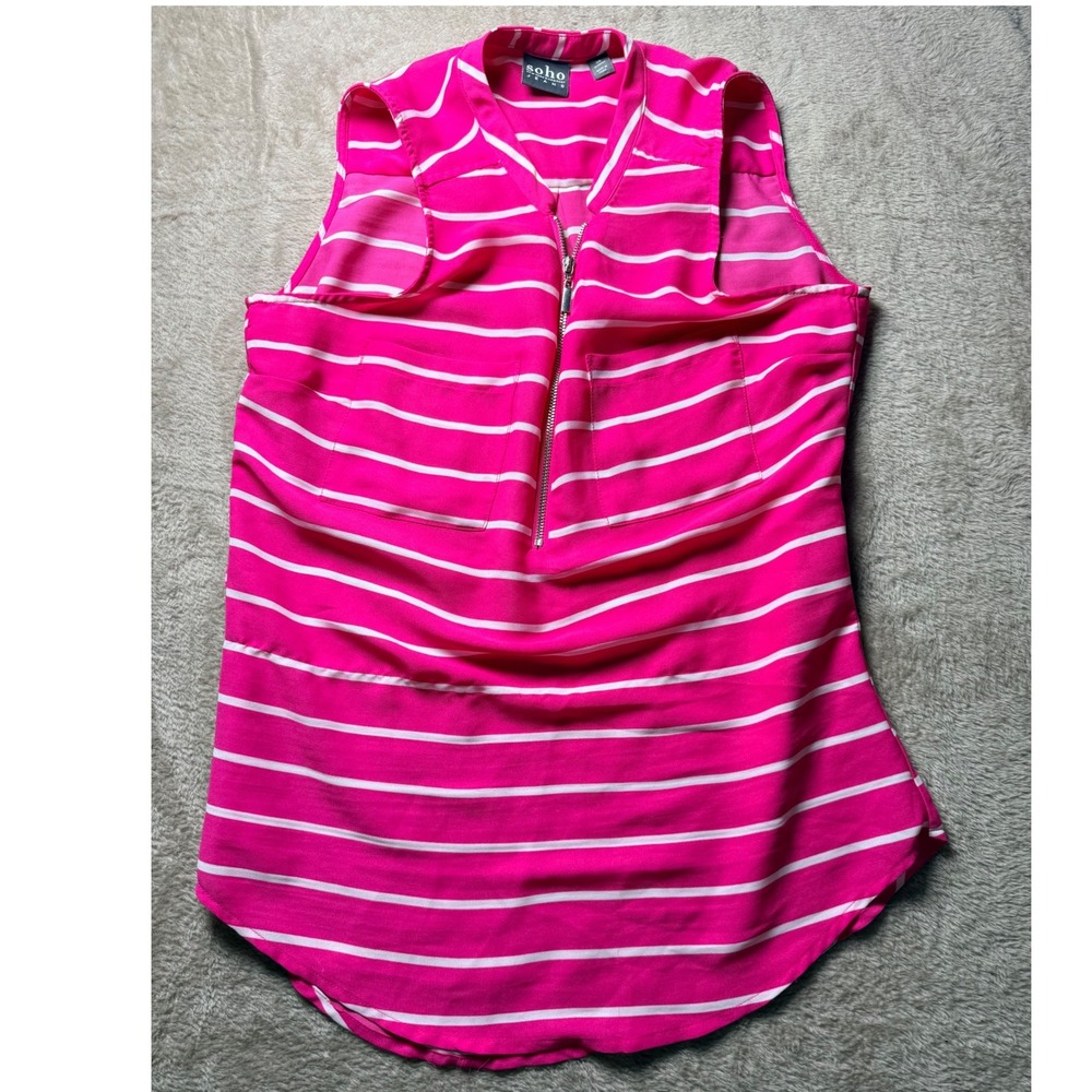 Soho New York & Company Pink White Striped Sleeveless Top‎ XS Barbiecore Summer